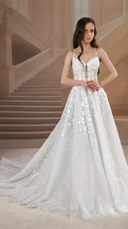 Νυφικό Dzema με bustier κορσέ και τιράντες – νυφικά Θεσσαλονίκη